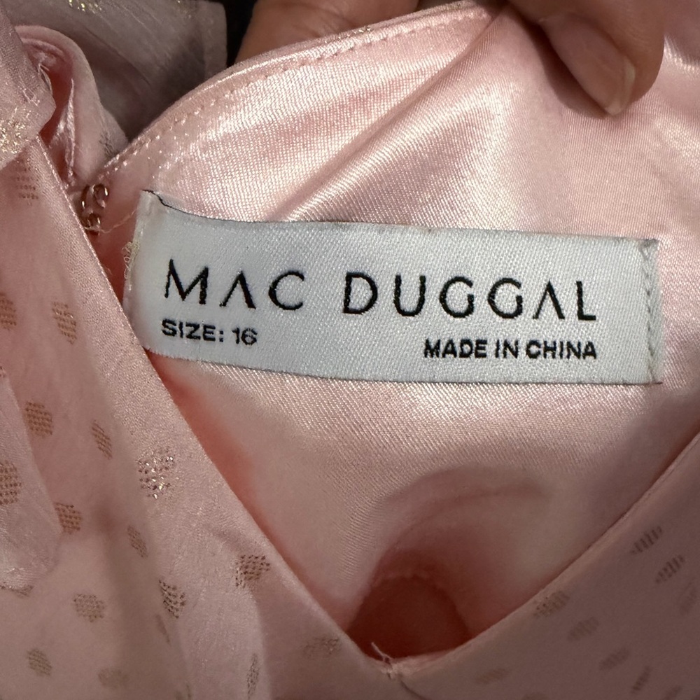 Mac Duggal Pink Ruffle High Low Dress Size 16 cocktail Wedding Guest - Picture 6 of 6